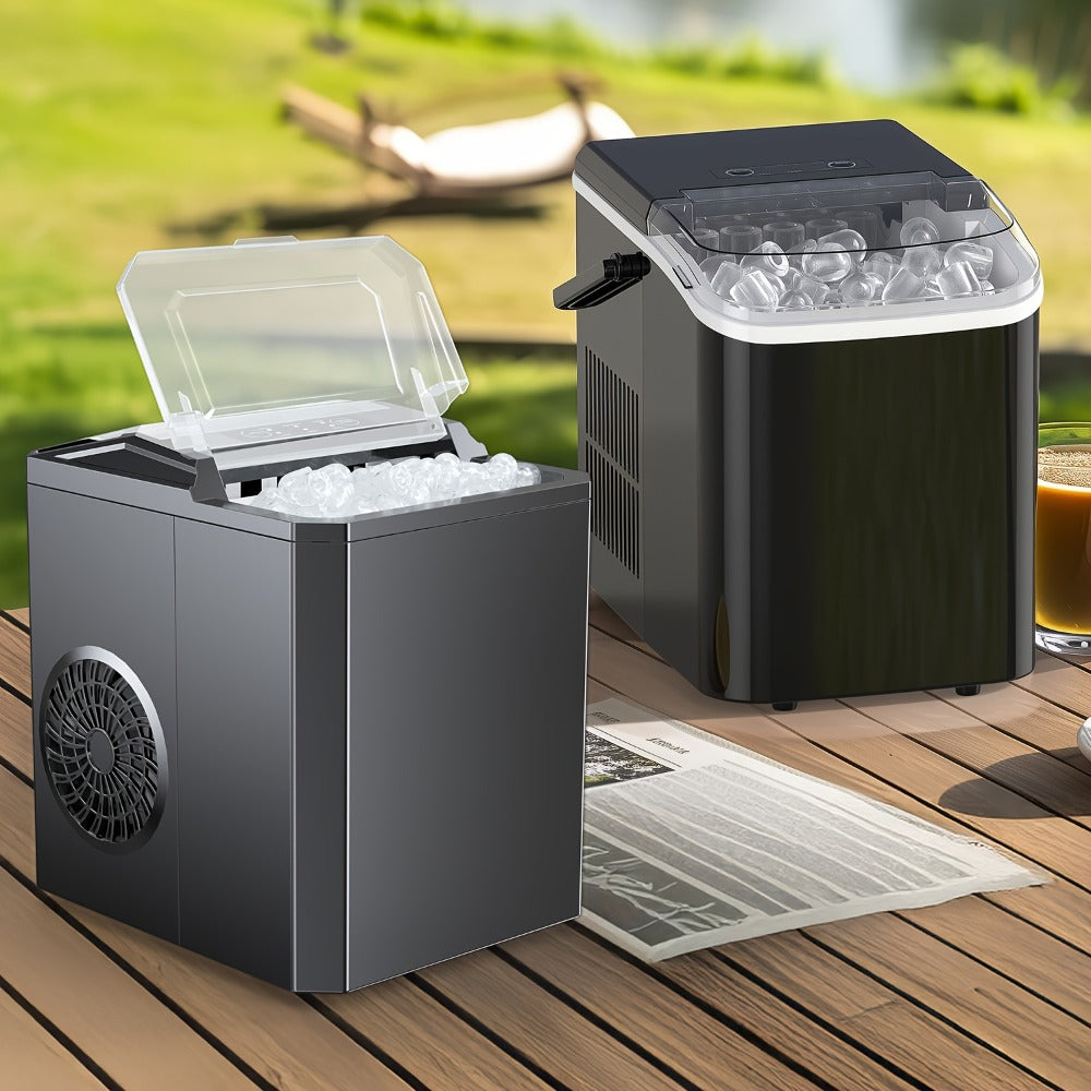 Countertop Ice Maker Machine Portable 9 Bullet Ice Cubes in 6 Minutes 26.5 Lbs Per 24 Hours 1.5L Water Tank Self-Cleaning with Handle Basket Scoop for Home Kitchen Office Bar Party Camping RV