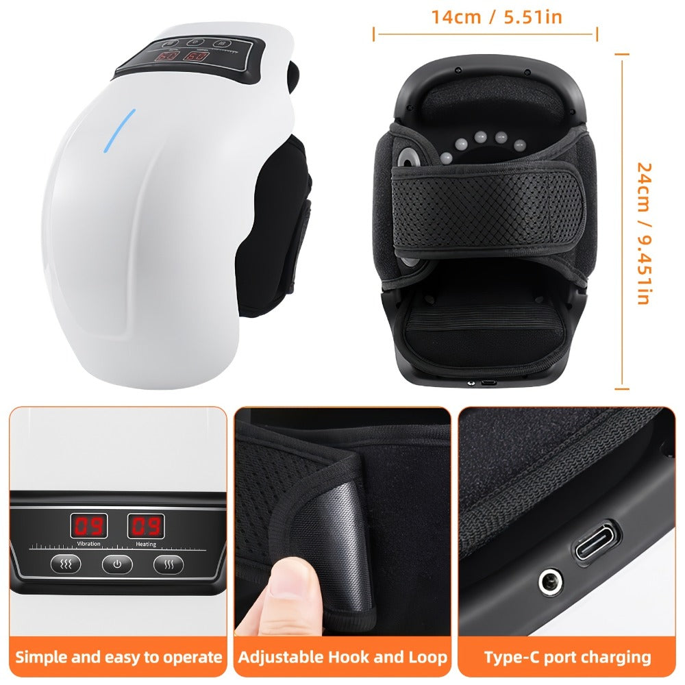 Knee Massager with Heat - 9 Heating Modes & 9 Vibration Speeds, Cordless Electric Knee Brace Massager with Adjustable Straps for Joint Pain Relief, Arthritis, Muscle Recovery, Gift for Mom Dad