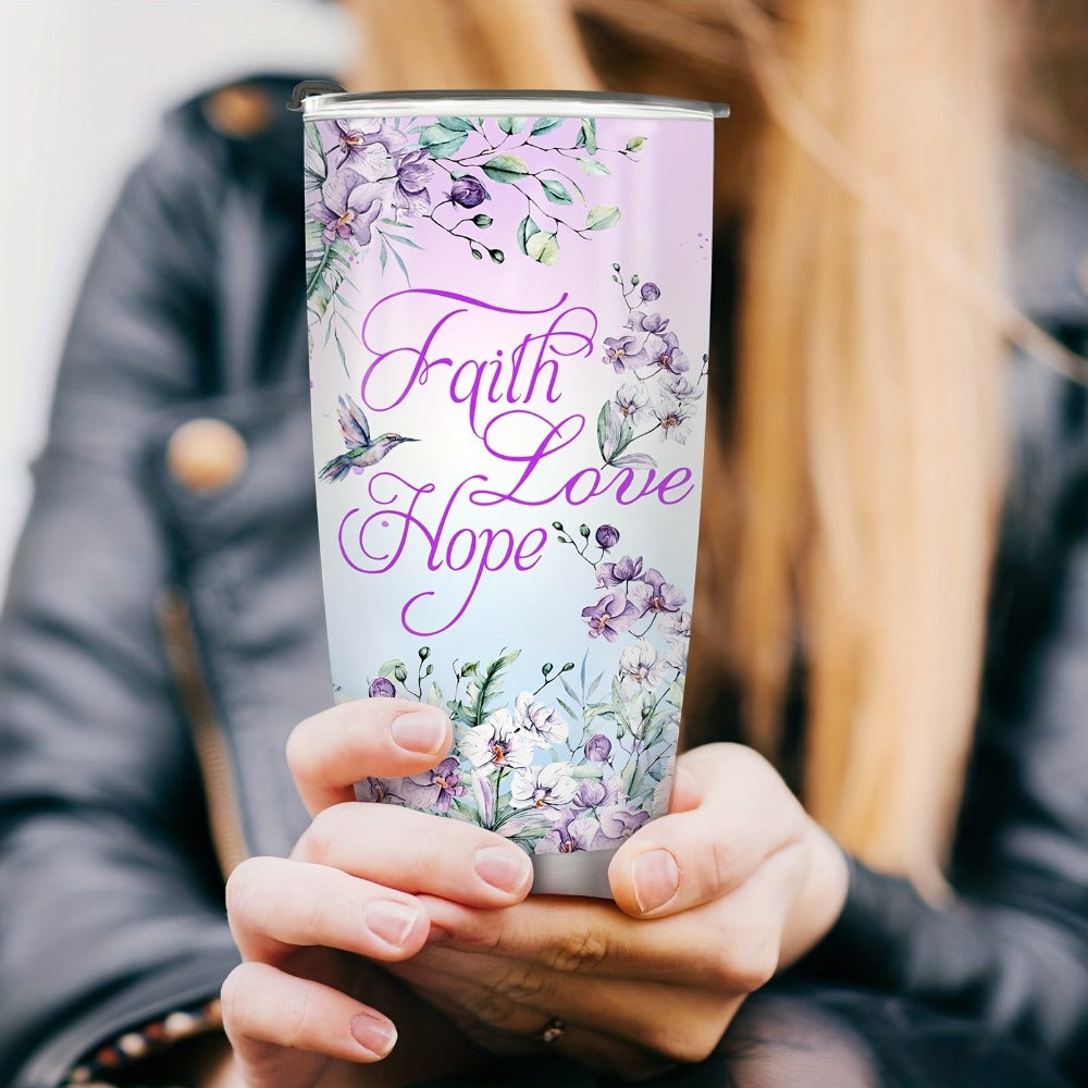 Hummingbird Flower Vacuum Insulated Travel Tumbler 20oz ¨C Gift for Mom Grandma Sister Daughter Birthday Valentine's Day
