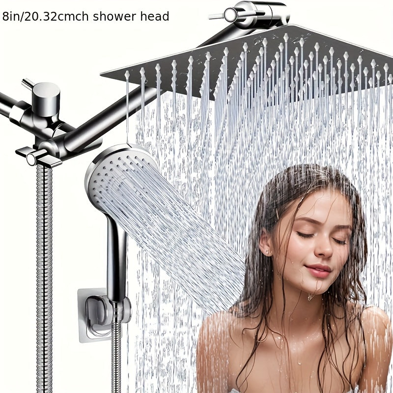 Rainfall Shower Head with Handheld Combo ¨C 8¡± High Pressure Rain Shower, 5-Setting Adjustable, Anti-Leak with 11¡± Extension Arm, Holder & Hose, Height & Angle Adjustable