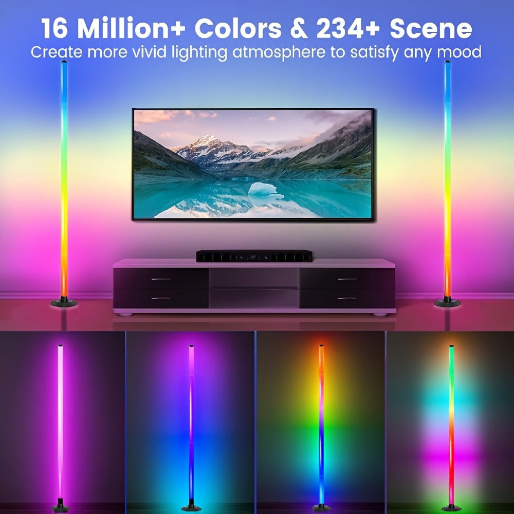 RGB Floor Lamp with Remote Control USB Powered | Color Changing LED Corner Lamp with Adjustable Brightness ¨C Modern Space-Themed Ambient Light for Living Room & Bedroom
