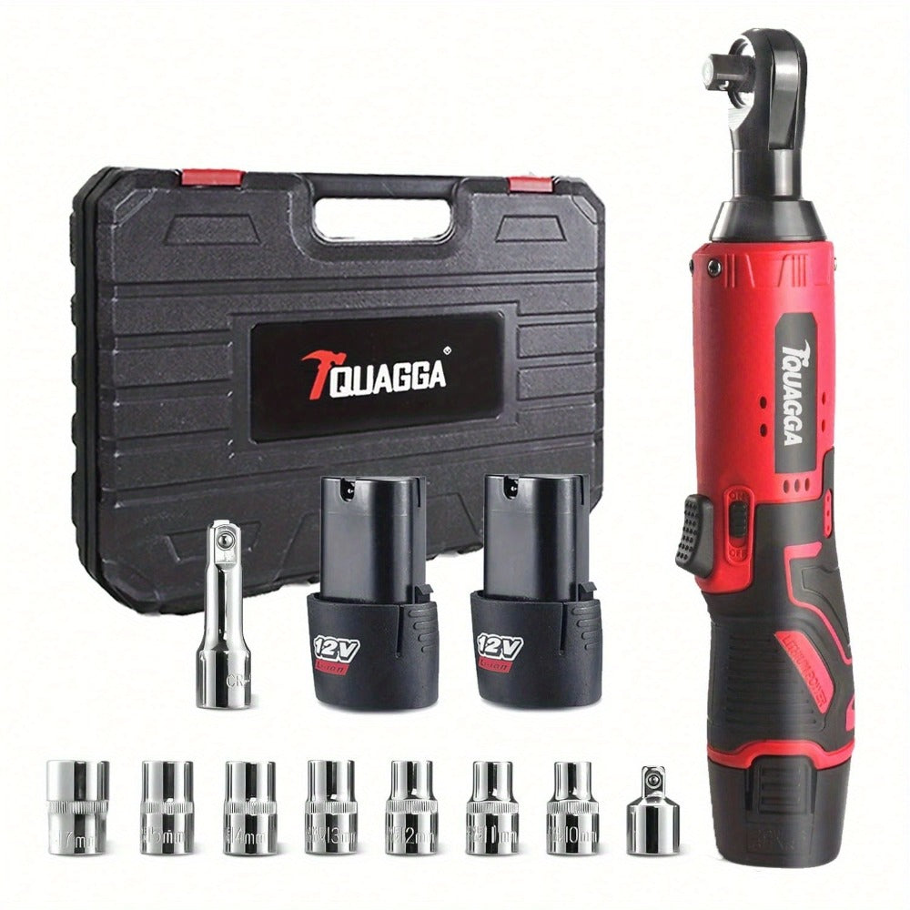 Cordless Electric Wrench QUAGGA 12V - 45Nm High Torque 3/8¡± Rechargeable Ratchet Wrench with Battery & Charger for Automotive Repair, Stage Truss & Home Improvement, Best Family Gift Tool
