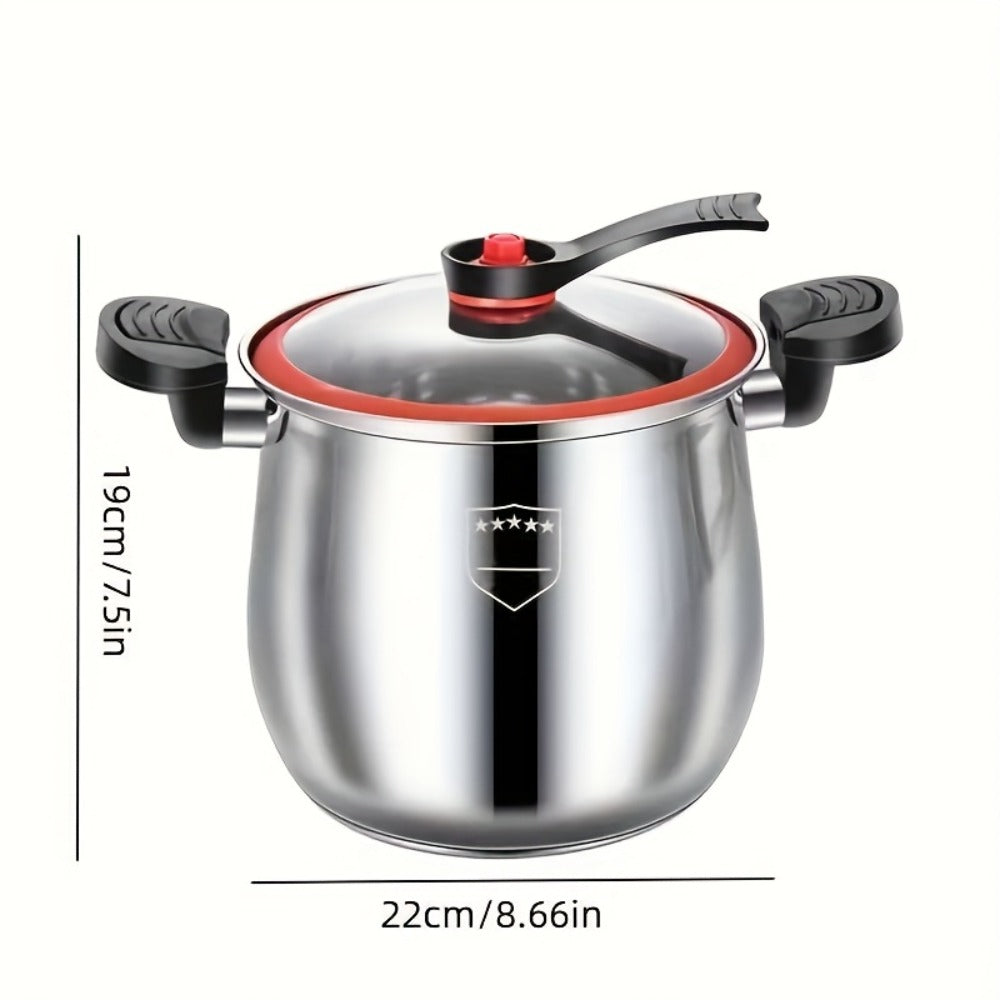 Stainless Steel Quick Cooking Pot with Lid Large Capacity ¨C Food-Grade Non-Stick Scratch-Resistant Saucepan | Induction & Gas Stove Compatible Stew Soup Pot Even Heating Kitchen Cookware