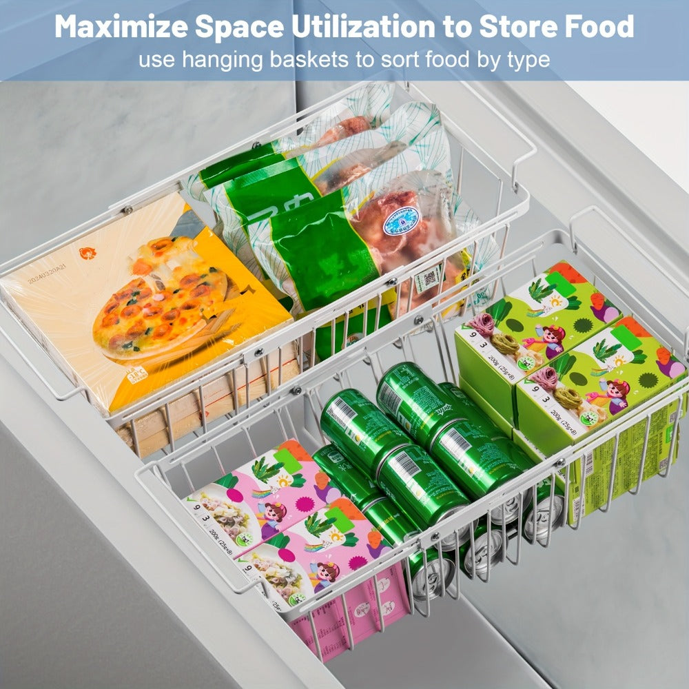 Freezer Organizer Bins, Expandable Chest Freezer Baskets with Hanging Handles ¨C Adjustable Wire Basket 15.6¡± to 24.3¡±, Heavy-Duty Iron Rust-Proof Deep Freezer Storage for Most Chest Freezers, 2 Pack