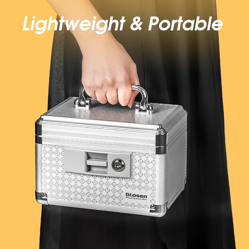 Locking Medicine Storage Box Aluminum Alloy with Key Lock & Handle ¨C High-Capacity Family Medicine Organizer, First Aid Lockbox for Home, Travel & Office, Small & Medium