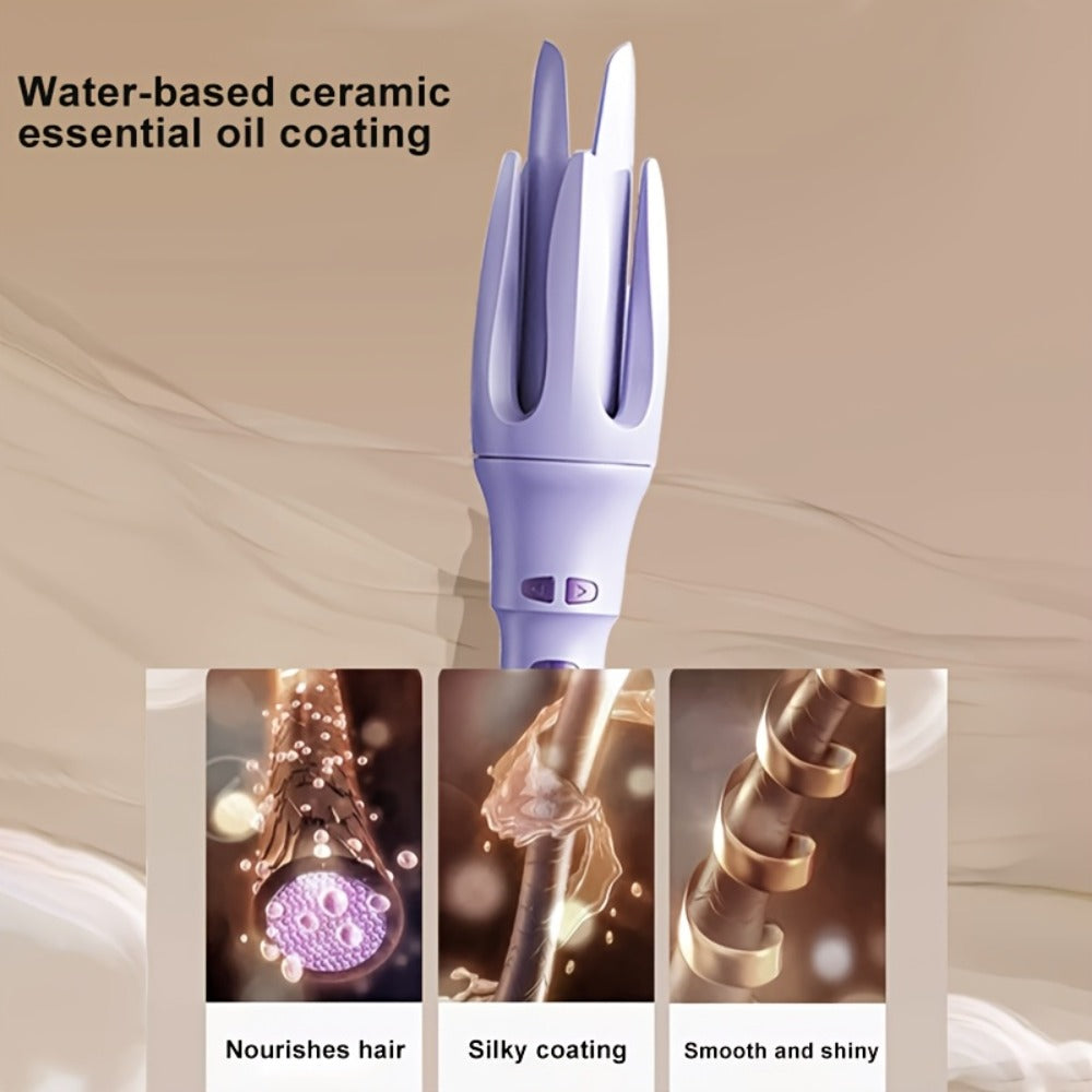 Automatic Hair Curler - One Button Electric Rotary Curling Iron with LED Display, 9-Speed Intelligent Temperature Control, Anti-Winding Anti-Scald Design, Portable for Travel & Home, Gift for Women