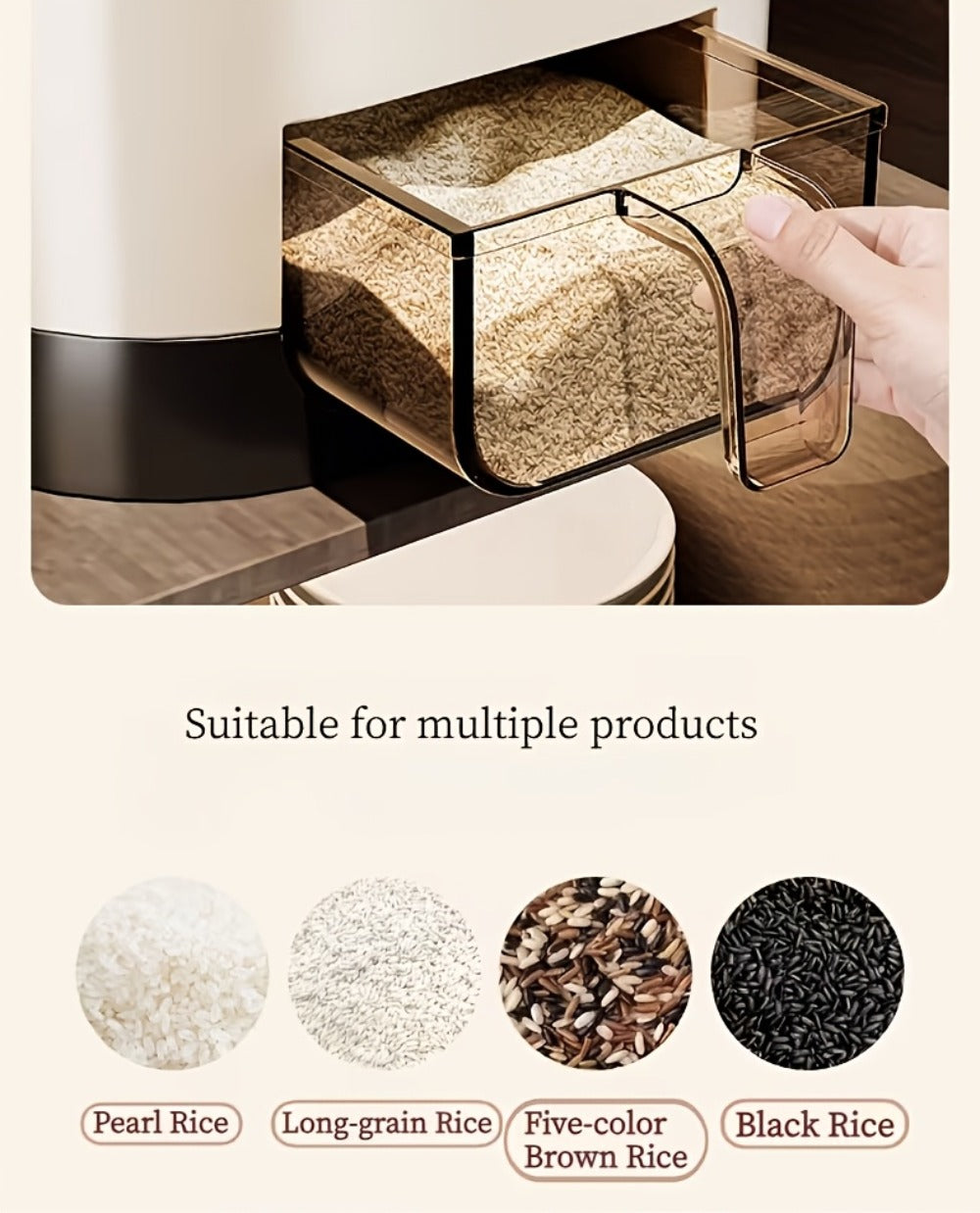 Airtight Rice Container with Measuring Cup | Large Capacity Moisture-Proof Rice Dispenser for Rice, Grains, Flour, Pet Food ¨C BPA-Free Kitchen Food Storage