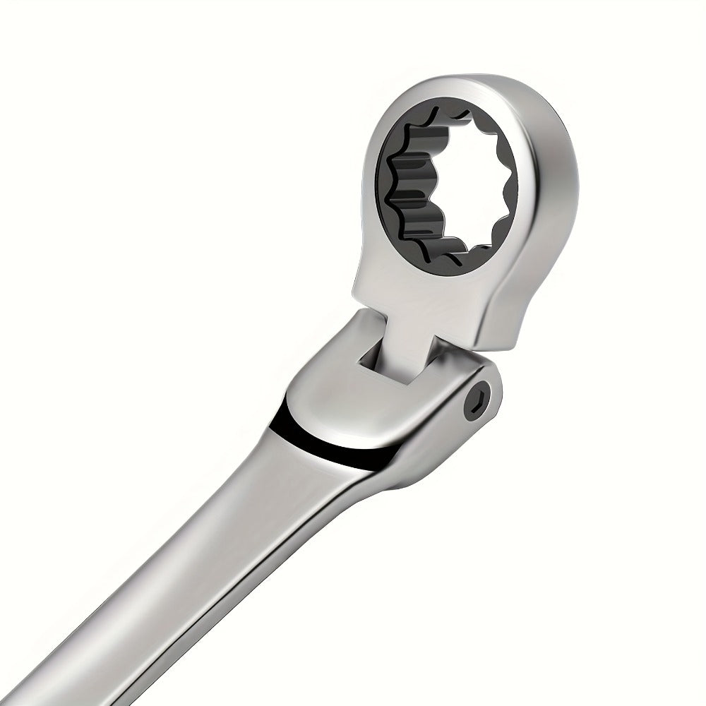 Ratchet Wrench Set 5pcs Flexible Head 6-10mm Metric Chrome Vanadium Steel 72-Tooth Combination Wrench Open Closed End for Automotive Bicycle Home Repair Mechanic Hand Tool Kit Silver