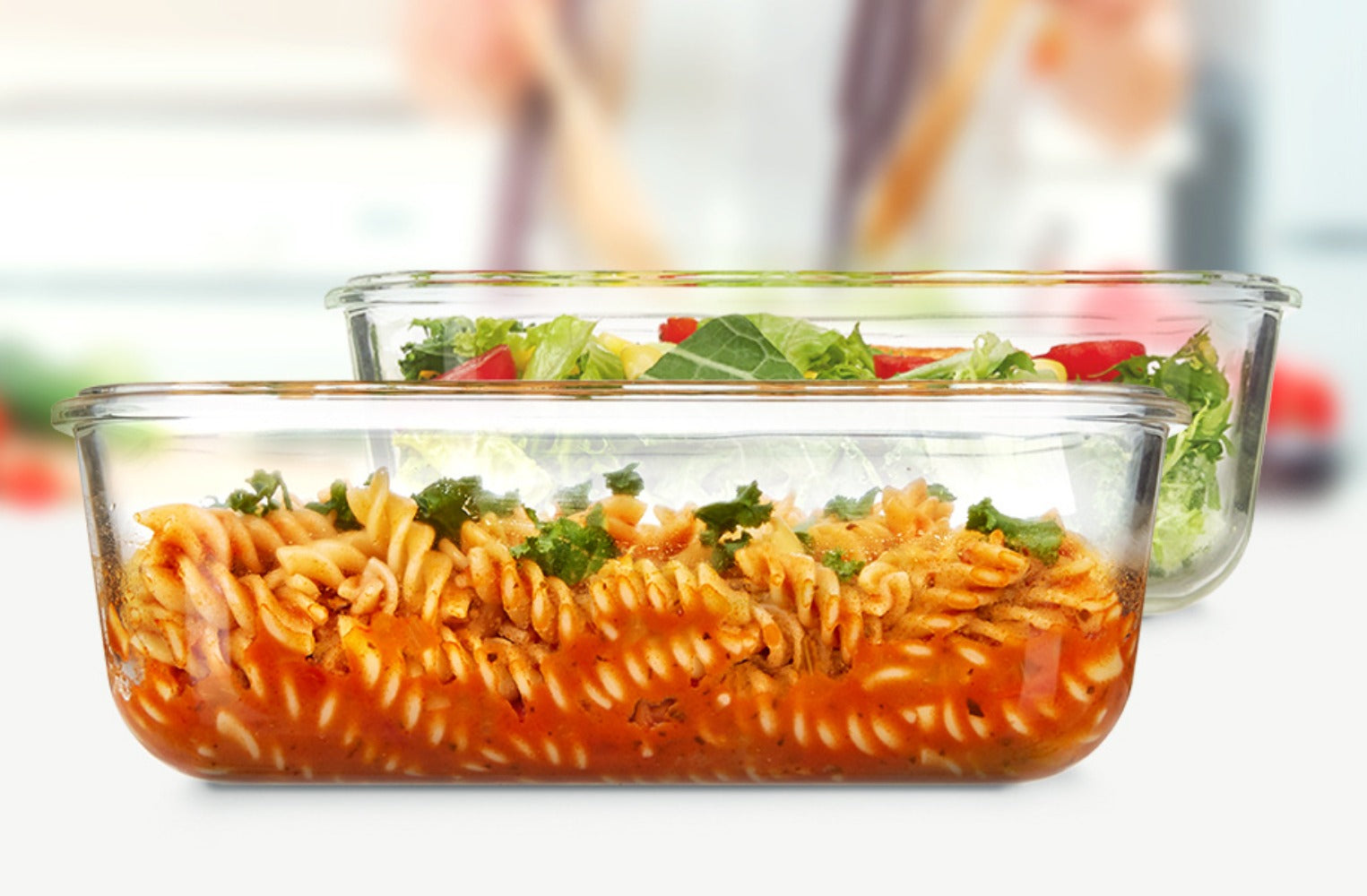 Large Glass Food Storage Containers with Lids 2 Pack ¨C 63oz Borosilicate Glass Meal Prep Containers, Airtight Snap Lids, Oven Microwave Freezer Dishwasher Safe, Leak-Proof Baking Dish Set