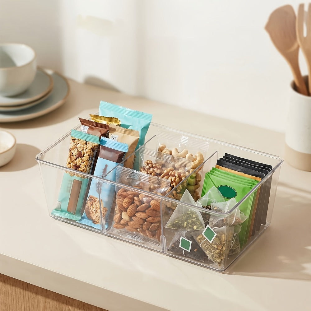 Clear Pantry Storage Bins Set of 8 with Dividers - Transparent Refrigerator Organizer Bins for Kitchen Cabinet, Pantry Organization, Snack Packet Spice Pouch Storage, 10.4¡± x 6.1¡± x 3.5¡±