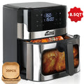 Air Fryer Large Capacity 8.5QT / 3.6QT Touchscreen | 8 Preset Functions | Non-Stick Basket | Smart Digital Control | Oil-Free Cooking for 5-6 People | Kitchen Air Fryer Oven Black