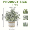 Fake Plants Artificial Plants Indoor 4-Pack Small Potted Greenery in Paper Pulp Pots | Faux Plants for Shelf Desk Home Office Farmhouse Bathroom Decor | Low-Maintenance Artificial Succulents Set
