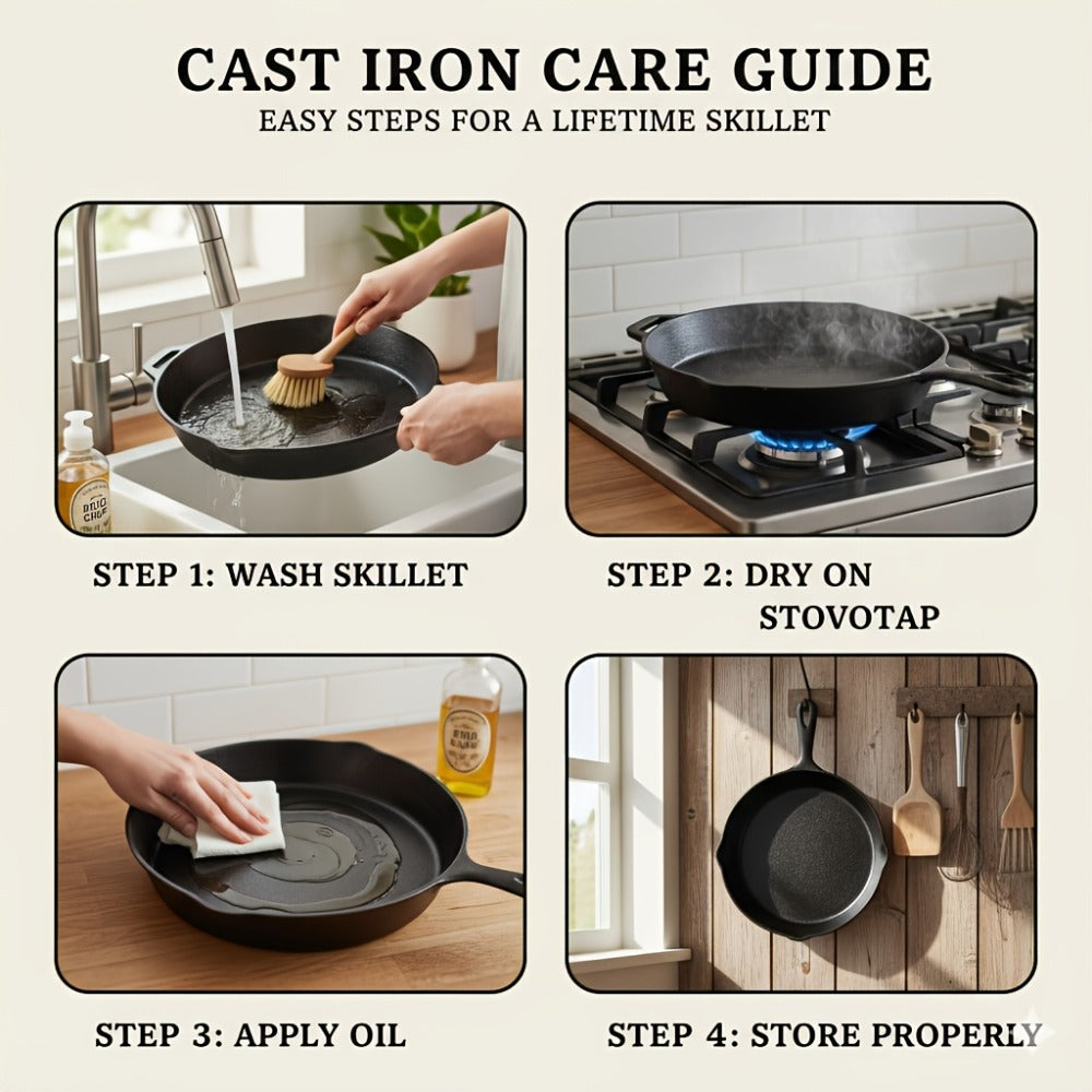 Cast Iron Cookware Set for Kitchen Camping BBQ - Non-Stick Skillet Dutch Pot Frying Pan Baking Tray Griddle Options, Oven Safe Stovetop Campfire Cookware for Home RV Holiday Cooking Multiple Set Choices