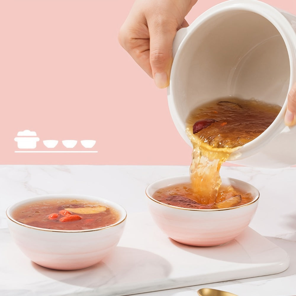 Electric Ceramic Stew Pot 1L 200W Anti Dry Burn 24H Intelligent Reservation Slow Cooker for Porridge Rice Soup Congee Small Family Individual Use