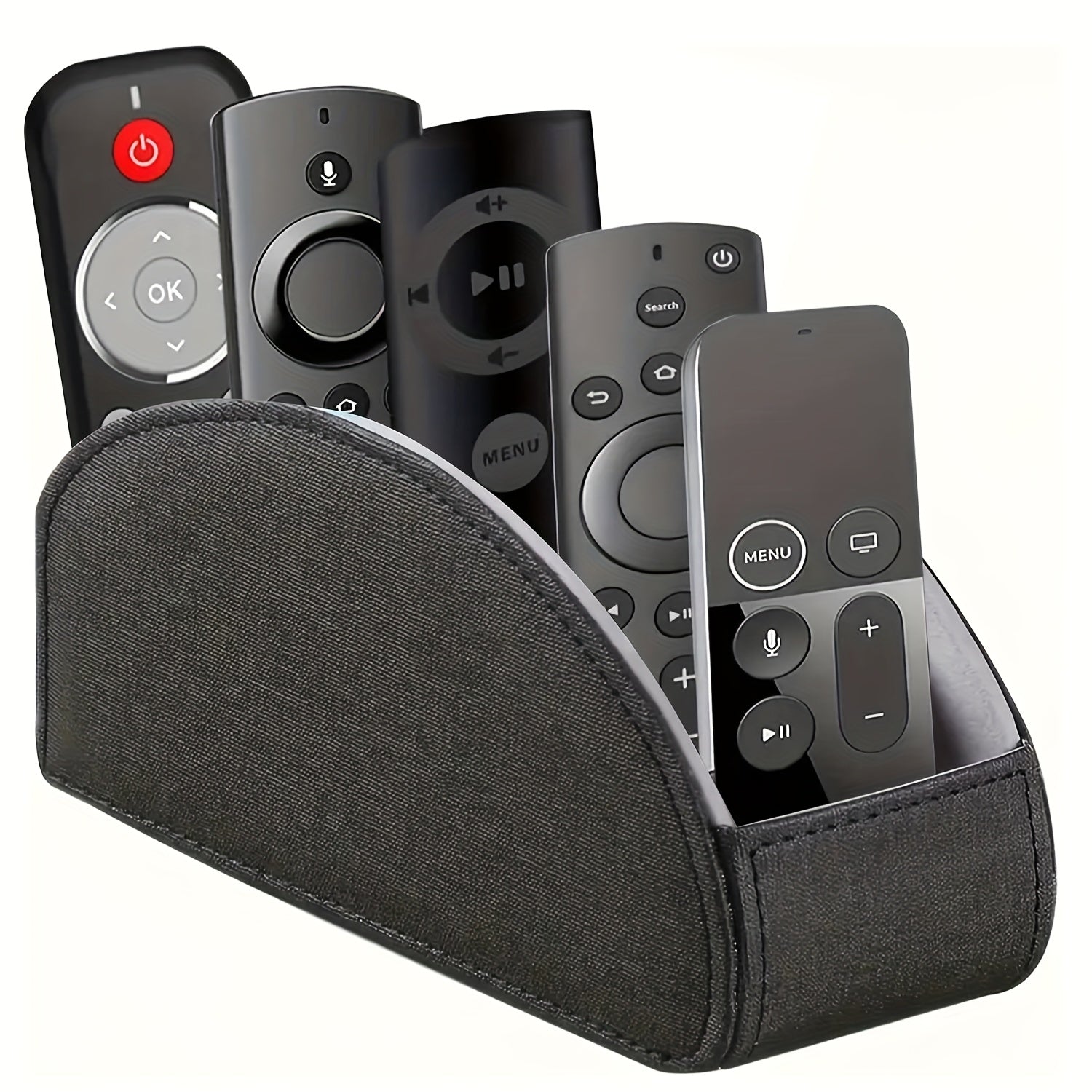 Faux Leather Desktop Organizer 5 Compartments ¨C Multifunctional Remote Control Holder Caddy, Pen Holder Storage Box for Remote Controls, Pens, Eyeglasses, Makeup Brushes & Office Stationery, 10 Styles