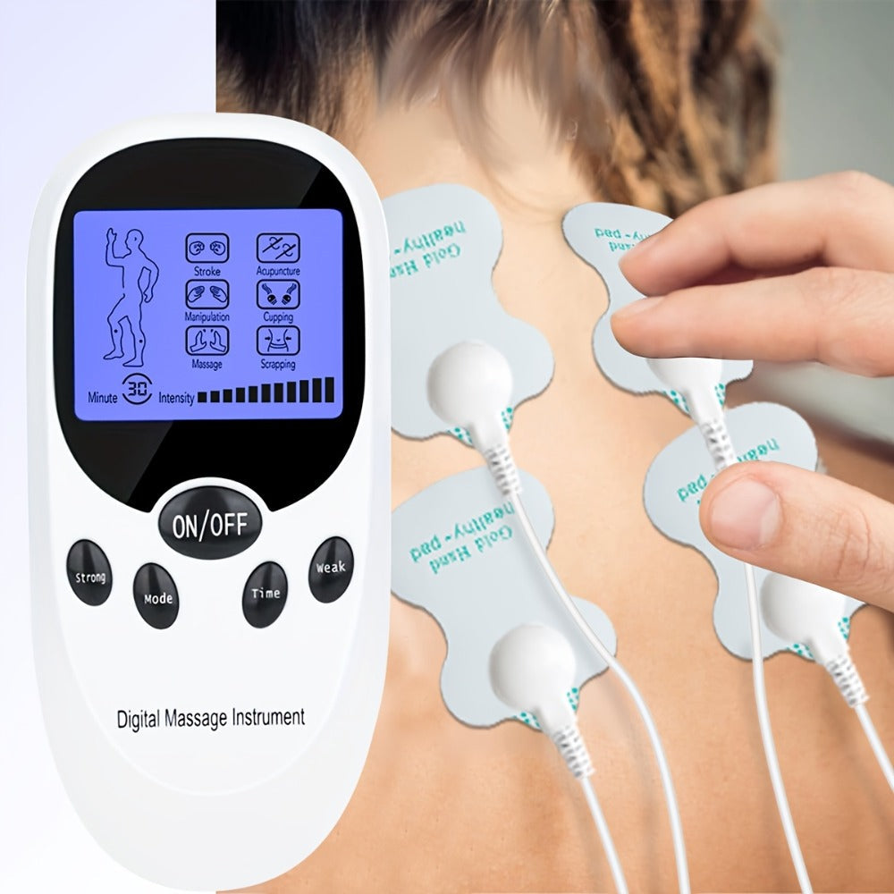TENS EMS Dual Channel Muscle Stimulator Massager ¨C 8 Electrodes for Back, Shoulder & Knee Pain Relief, Muscle Recovery, Portable Electric Pulse Therapy Device