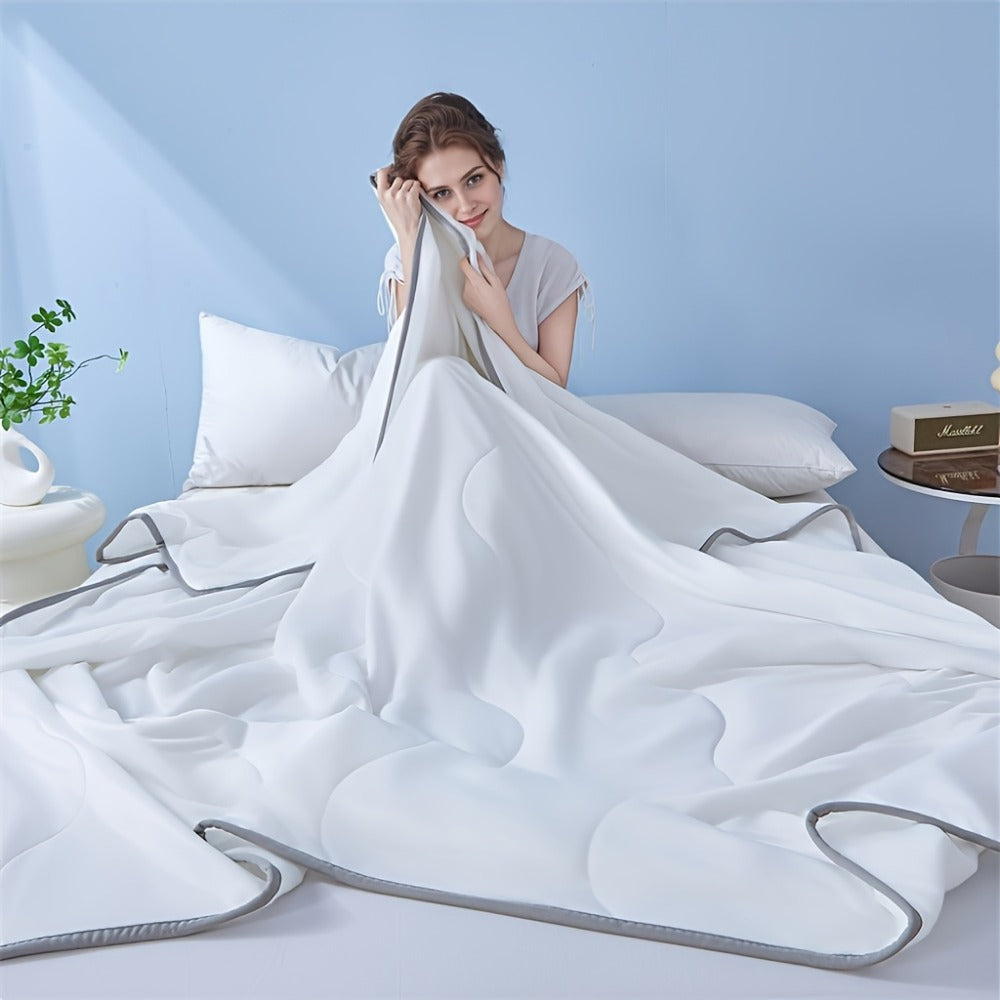 Summer Air Conditioning Blanket - Breathable Lightweight Knit Cooling Blanket for Hot Sleepers, Skin Friendly Solid Color Sweat Absorbent Throw, 100% Polyester, Machine Washable Bed Blanket
