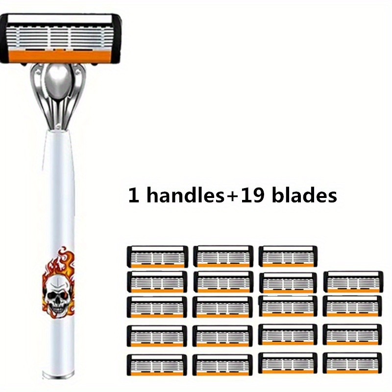 Men's Safety Razor with Replacement Blades - Anti-Slip Stainless Steel Handle Shaver for Beard & Sideburns, Classic Style Wet Shaving Razor, Multiple Blade Bundle Options