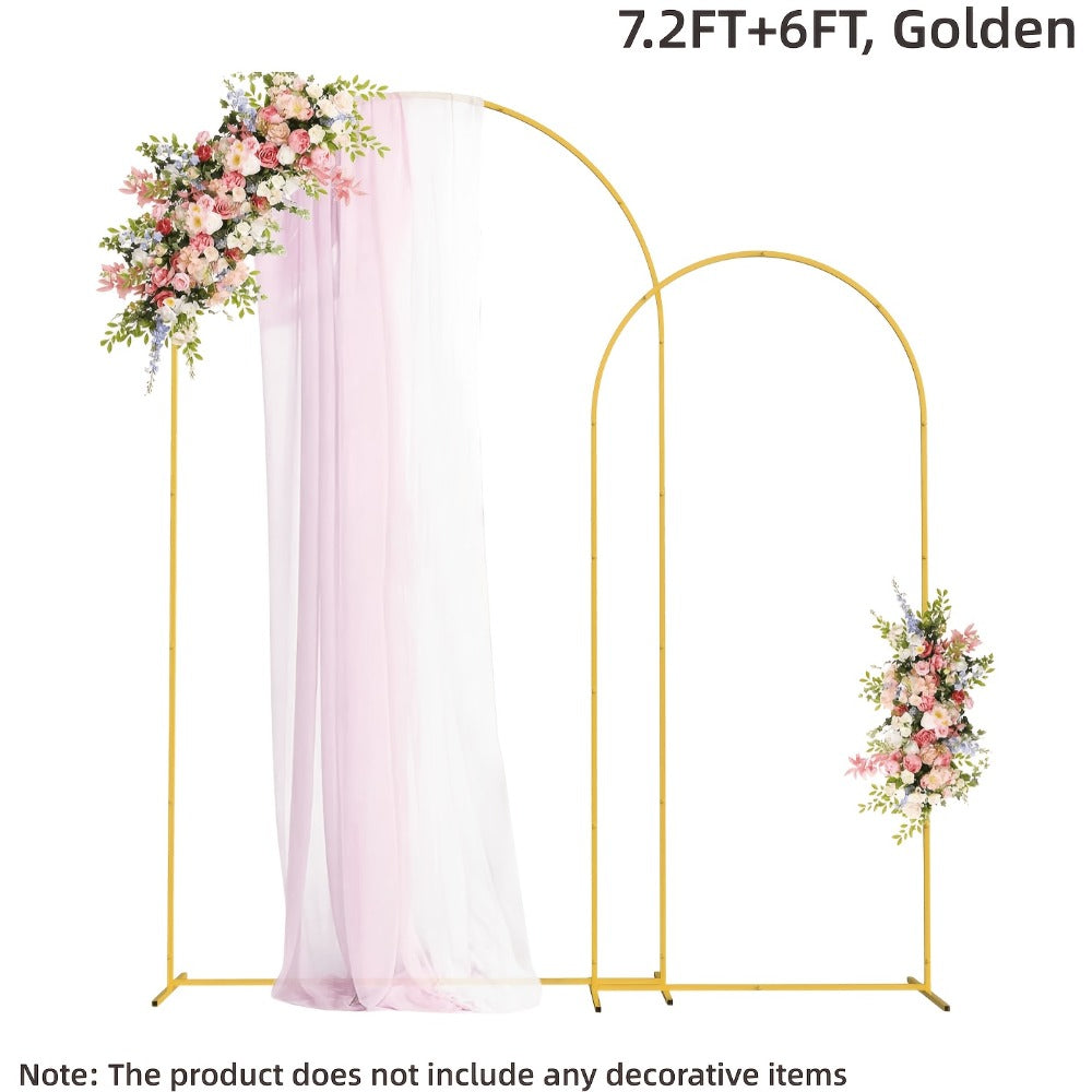 Metal Wedding Arch Backdrop Set 2pcs 7.2FT & 6FT - Heavy Duty Balloon Flower Arch Frame for Weddings Birthdays Eid Ramadan Indoor Outdoor Party Decor