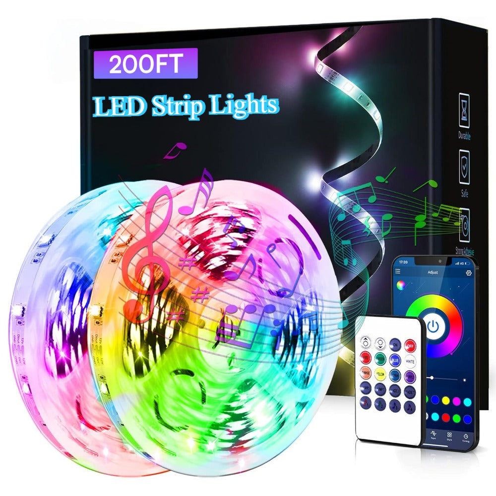 Smart LED Strip Lights 5050 RGB IC App & Remote Control, Music Sync Color Changing, for Bedroom Living Room Kitchen TV Home Decoration, Party Holiday Lighting ¨C 25ft 50ft 100ft 130ft 200ft Available