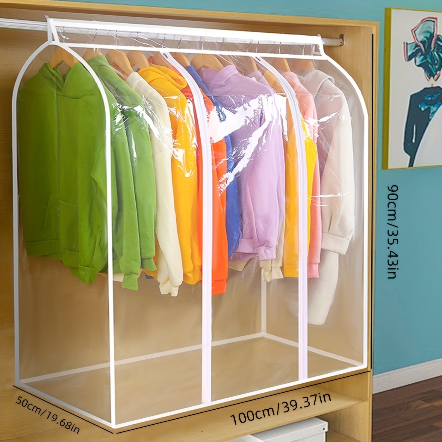 Clear Hanging Garment Bag PVC Zipper Dustproof Closet Organizer for Coats Suits Dresses - Transparent Wardrobe Protector Storage Cover Multiple Sizes