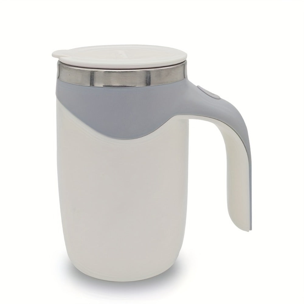 Self Stirring Coffee Mug 8.45oz - Auto Mixing Cup One-Button Start for Coffee Milk Protein Powder, Reusable Travel Mug Brown Cream