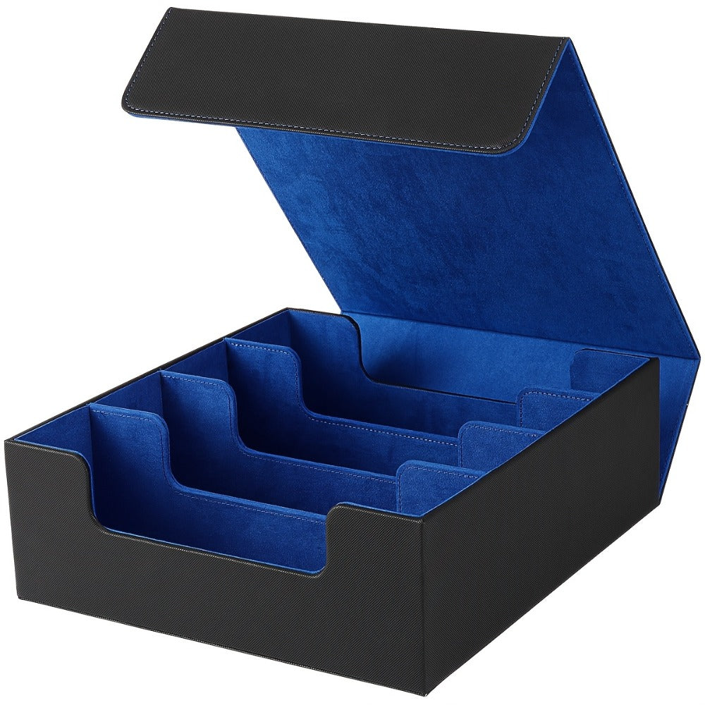 Trading Card Storage Box 4-Row Magnetic Lid with 24 Color Dividers & 4 Card Sleeves Holds 3000+ Cards Perfect Gift for TCG Collectors
