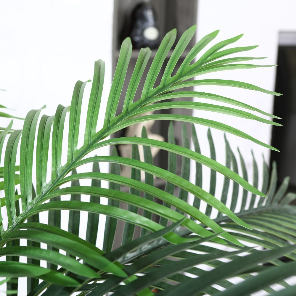 Artificial Palm Tree Outdoor 8FT & 10FT ¨C Large UV Resistant Faux Tropical Palm Plant with Cement Base, Realistic Fake Golden Cane Palm for Patio, Poolside, Balcony & Indoor Home Office Decor