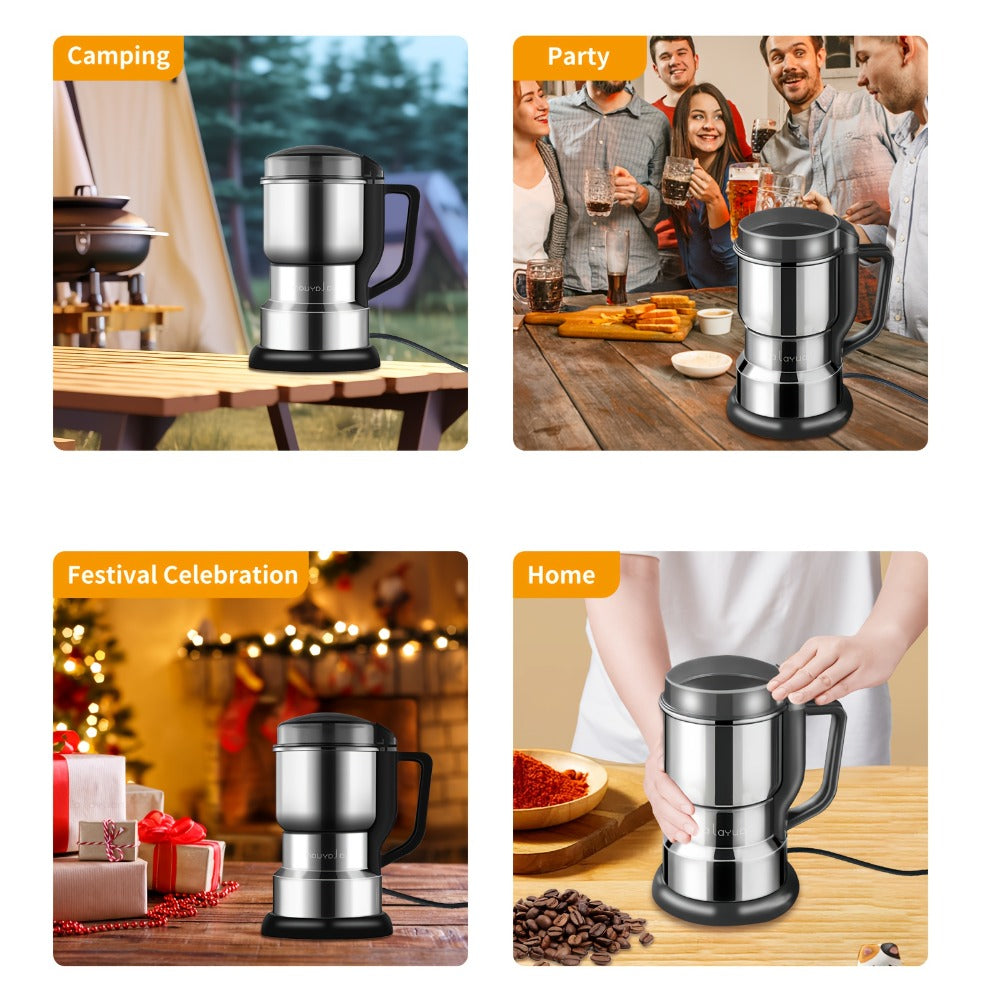 Coffee Bean Grinder 300W 8-Blade Stainless Steel 400g 14oz Large Capacity Up to 36 Cups 10-Second Fast Grinding Spice Grain Nut Dry Food Processor One-Touch Button