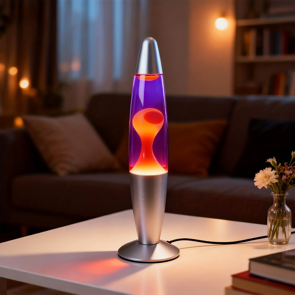 Lava Lamp 16 Inch for Bedroom Living Room Office, Relaxing Liquid Motion Lamp with Purple Water Yellow Wax, Retro Night Light Home Decor Accent