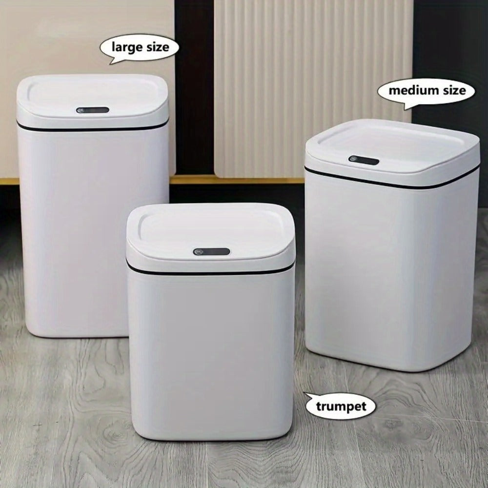 Motion-Activated Touchless Trash Can with Lid ¨C Smart Sensor Waste Bin for Kitchen, Bathroom, Office & Home, Minimalist Rectangular Design, Battery Powered, 3-4 Gallon