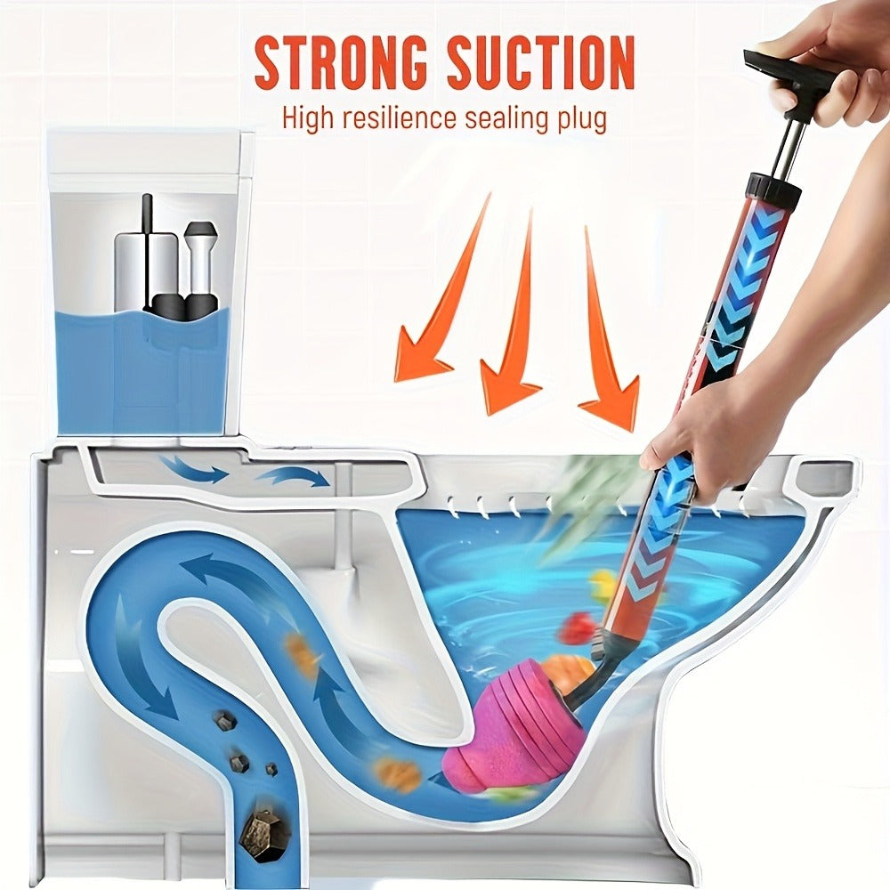 Toilet Plunger Heavy-Duty Air Pressure Drain Cleaner - Pipe Unclogger with Ergonomic Handle, Suction Cup Clog Remover for Toilet Sink Shower Bathtub, Efficient Bathroom Unclogging Tool, 1pc