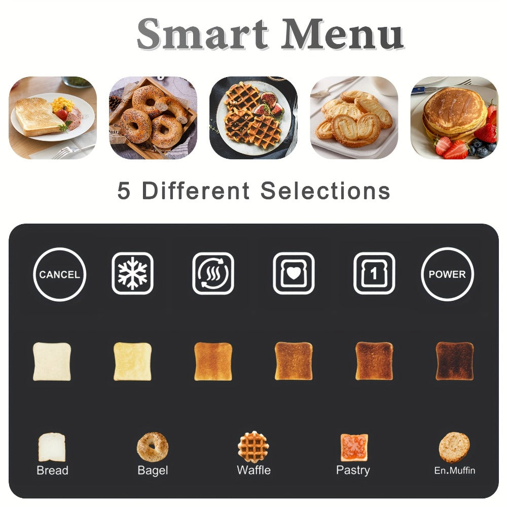 4-Slice Toaster Long Slot Stainless Steel ¨C Touch Screen LED Display, 1.5¡± Wide Slots, Countdown Timer, Memory Function, Dual Control, 6 Shade Settings