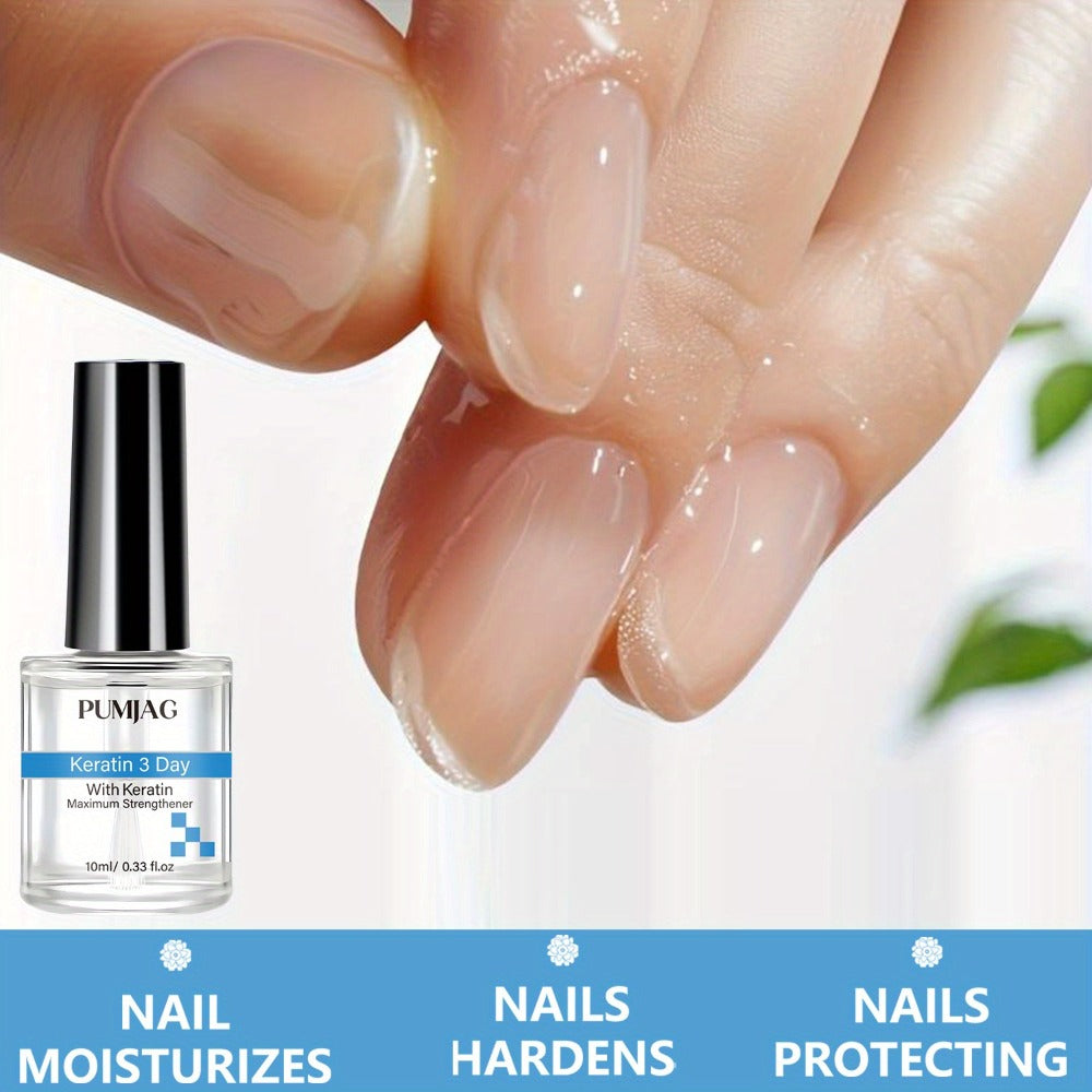 Keratin Nail Hardener Maximum Strength Nail Strengthening Treatment with Vitamins A E C Biotin Calcium - Stop Chipping Peeling Enhance Nail Gloss Portable 10ml Bottle