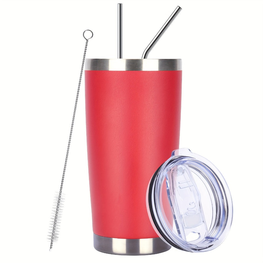 Stainless Steel Insulated Tumblers with Lid and Straw Bulk 20oz 304 Double Wall Vacuum Travel Mug for Hot Iced Coffee Drinks Water Cup Set 8pcs 12pcs 24pcs White Navy Blue Red Silver Black Mix