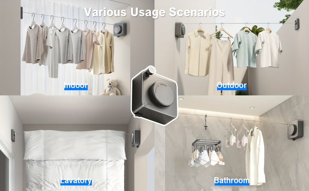 Retractable Clothesline Wall Mounted Stainless Steel Non-Sagging Indoor Outdoor Laundry Drying Line 15.1 Ft Heavy Duty