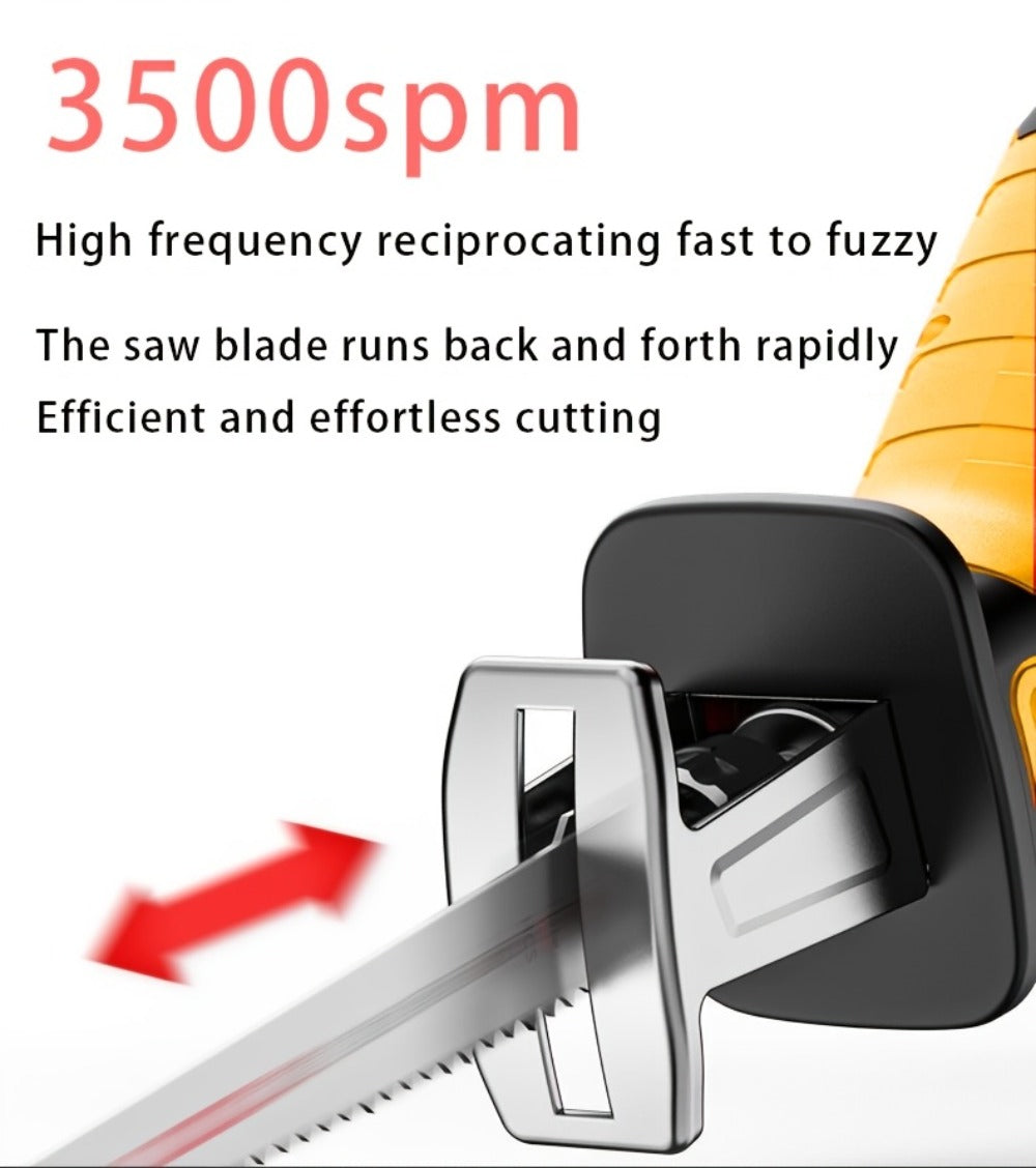 Cordless Reciprocating Saw - Electric Reciprocating Saw with Safety Lock, Large Capacity Battery & Charger, Variable Speed for Wood, Metal & Demolition Cutting, DIY Home Renovation Power Tool