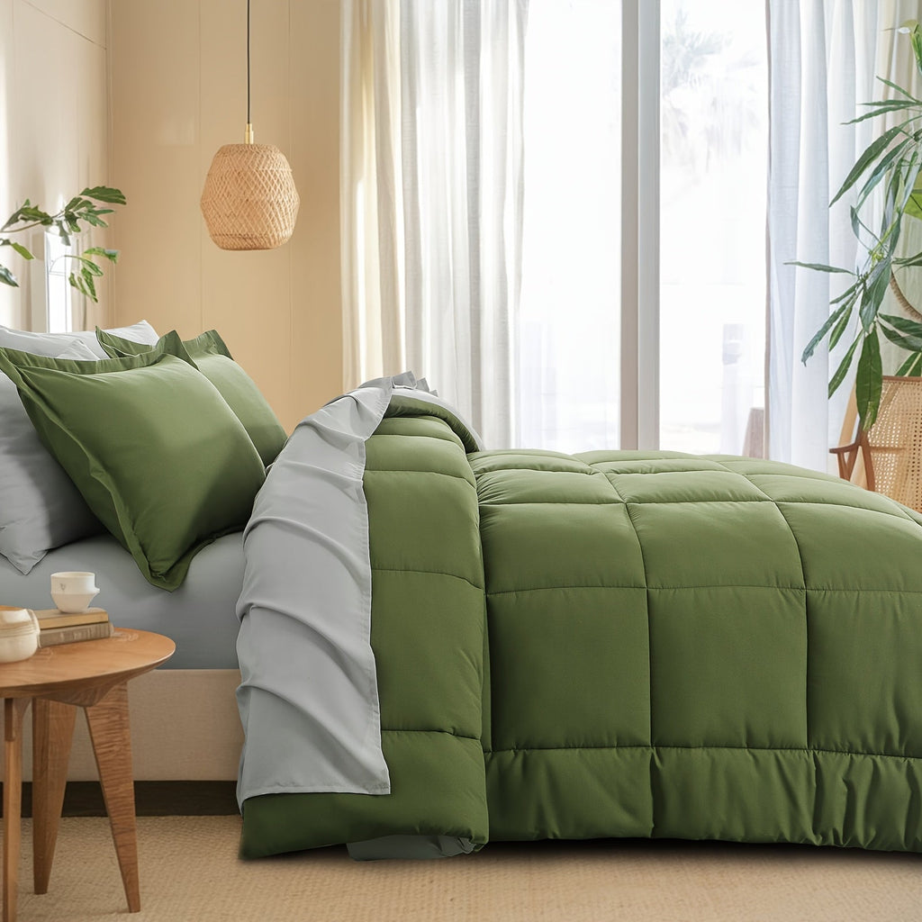 7 Piece Comforter Set Luxury Soft Fluffy Bedding All Season Bed in a Bag with Comforter Fitted Sheet Flat Sheet Pillowcases Hypoallergenic Breathable Easy Care Queen King Twin XL Full