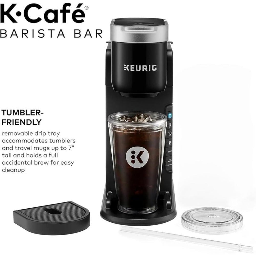 Keurig K-Caf¨¦ Barista Bar Single Serve Coffee Maker ¨C Hot & Iced Coffee, Cold Brew, Coffee Shot, Brew Over Ice, 3 Cup Sizes 8-12oz, 42oz Reservoir, K-Cup Compatible ¨C Black, Certified Refurbished