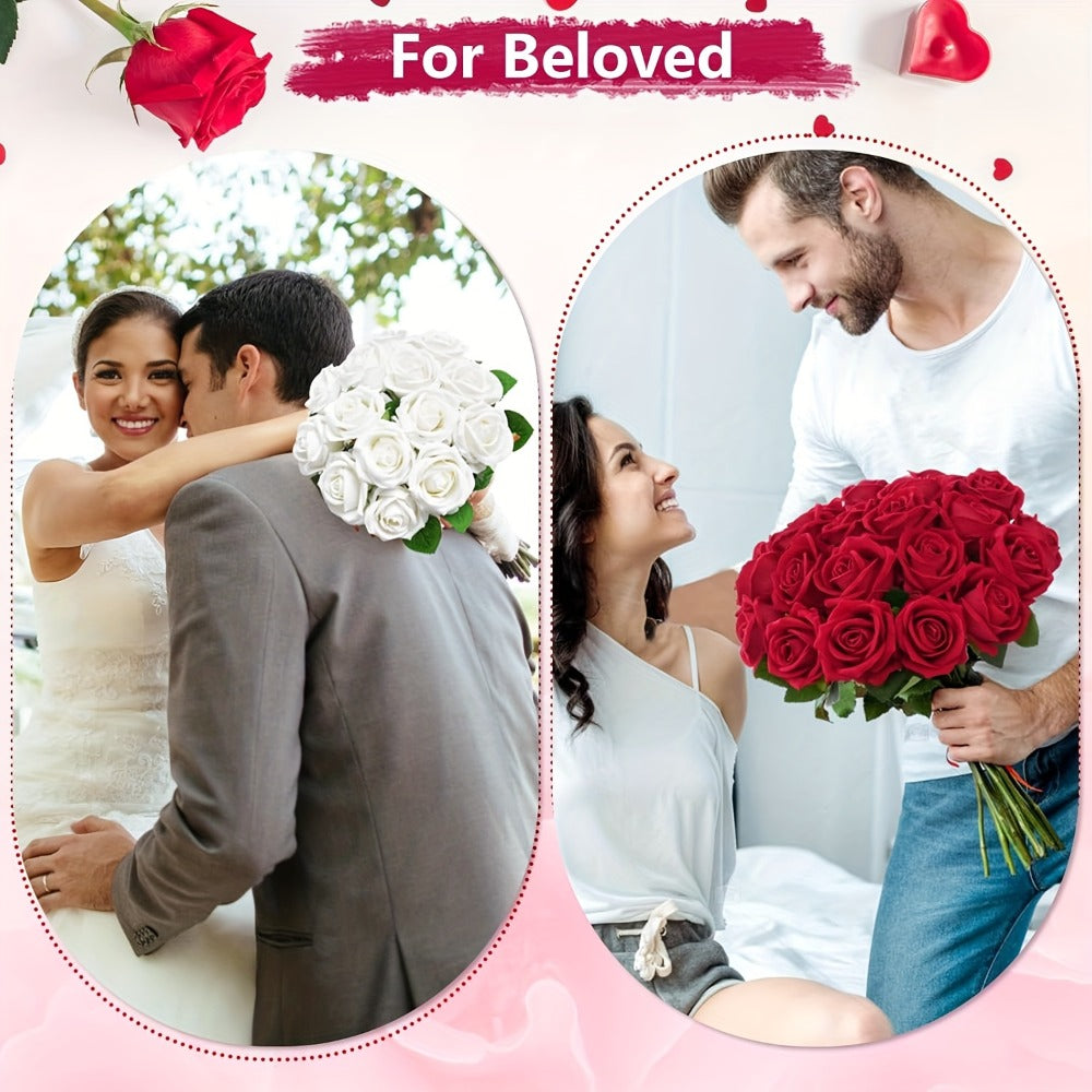 Artificial Roses Bulk with Long Stems ¨C Real Touch Velvet Fake Flowers for Wedding Bouquet, Bridal Centerpiece, Valentine's Day, Mother's Day, Home Decor (50/100pcs, Multi Colors)