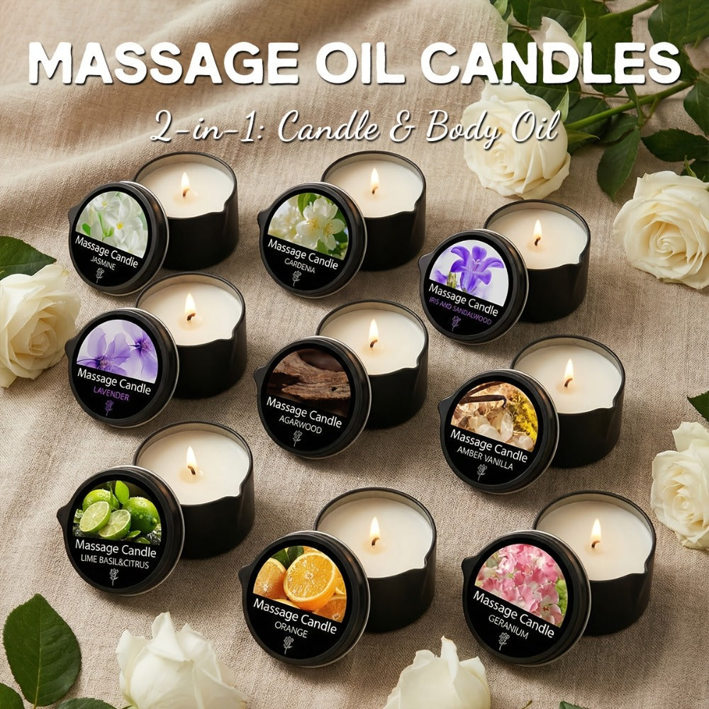 Scented Massage Candle 2-in-1 Soy Wax Essential Oil Body Lotion 20+ Scents 1pc 2pcs 6pcs Spa Nail Salon Pedicure Wedding Valentine Christmas Gift for Women