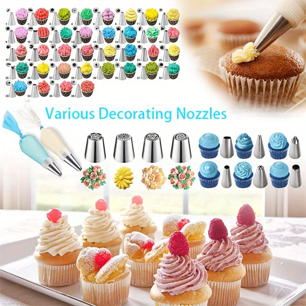386 Pcs Cake Decorating Baking Set with Piping Nozzles & Frosting Tips ¨C Complete Beginner Baking Tool Kit with Floral Nozzles, Pastry Tips & Decorating Tools