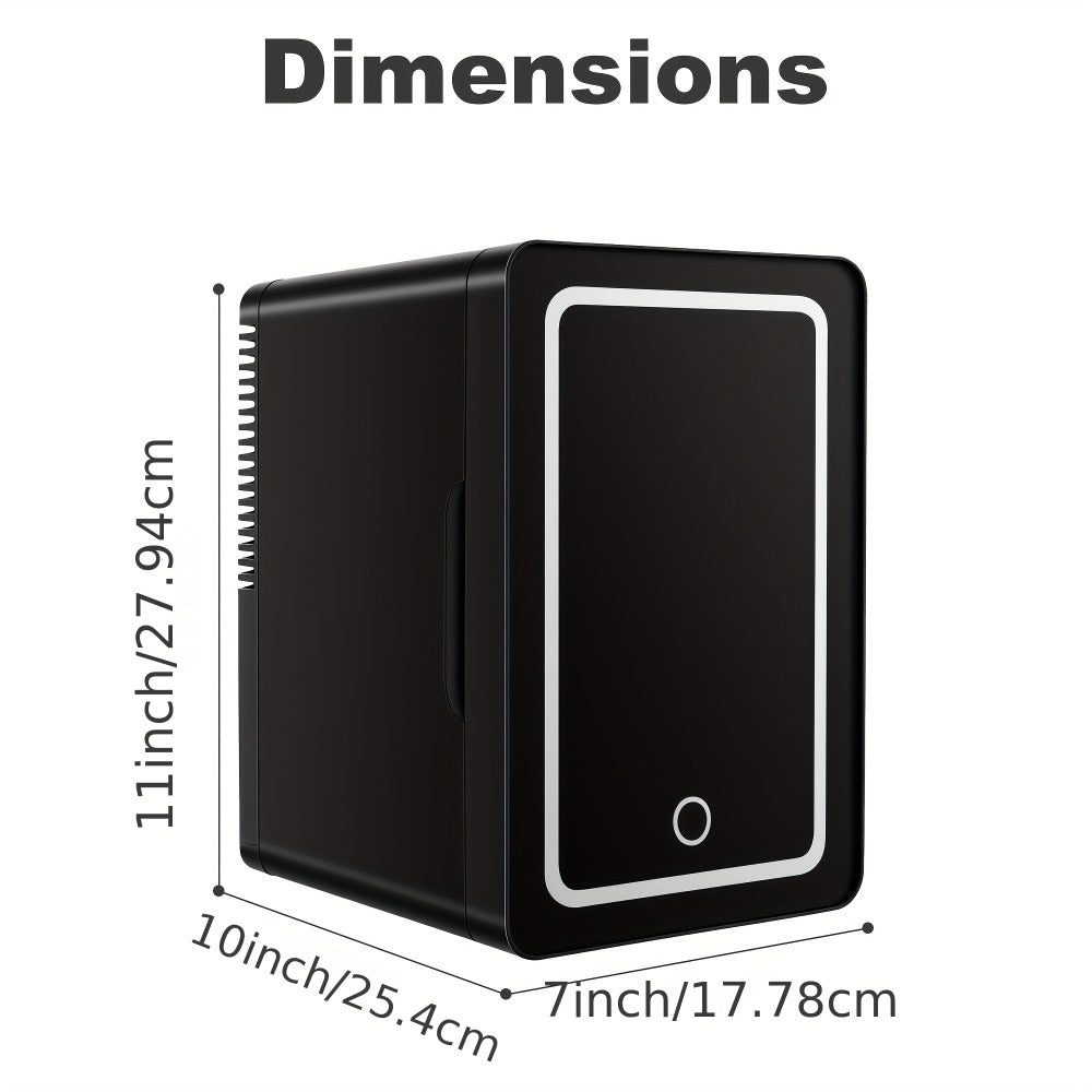 Mini Fridge 1.59 Gal 9-Can - AC/DC Portable Cooler & Heater, Silent Thermoelectric Refrigerator for Skincare, Drinks & Cosmetics, Bedroom, Office, Dorm, Desk, Car & Travel