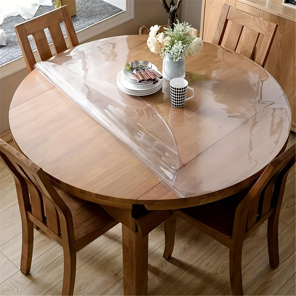 Round PVC Table Cover Clear Tablecloth 2MM Thick Scratch-Resistant Waterproof Table Protector for Dining Table Coffee Table Restaurant Outdoor