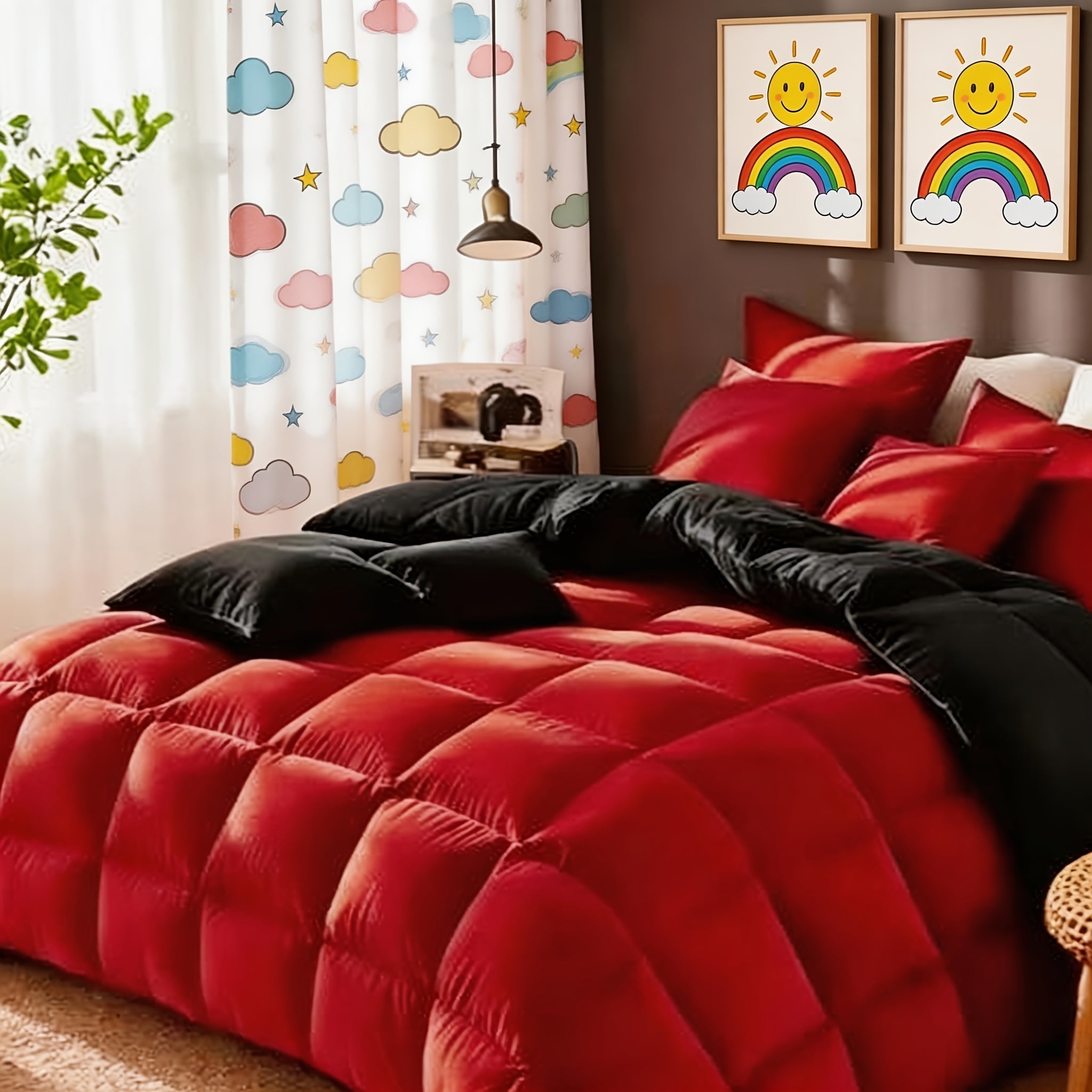Comforter Set 7 Piece Bed in a Bag Full Queen King Soft Satin-Like Fabric with Fitted Sheet Flat Sheet Pillowcases Breathable Bedding Set for Bedroom Hotel