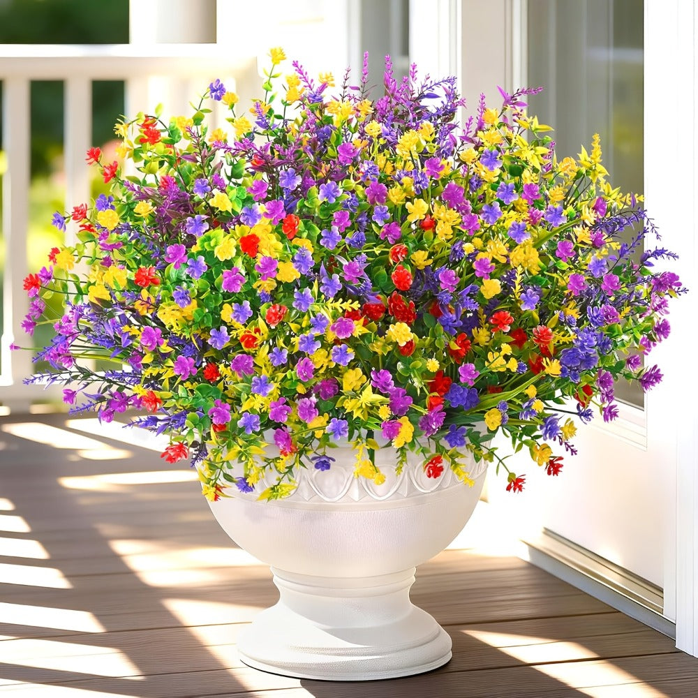 Artificial Flowers Outdoor UV Resistant Faux Daisy Bundles for Porch Patio Garden Decor - 9/18/27/36 Bundles Multicolor Realistic Fake Flowers Spring Summer Window Box Hanging Planter