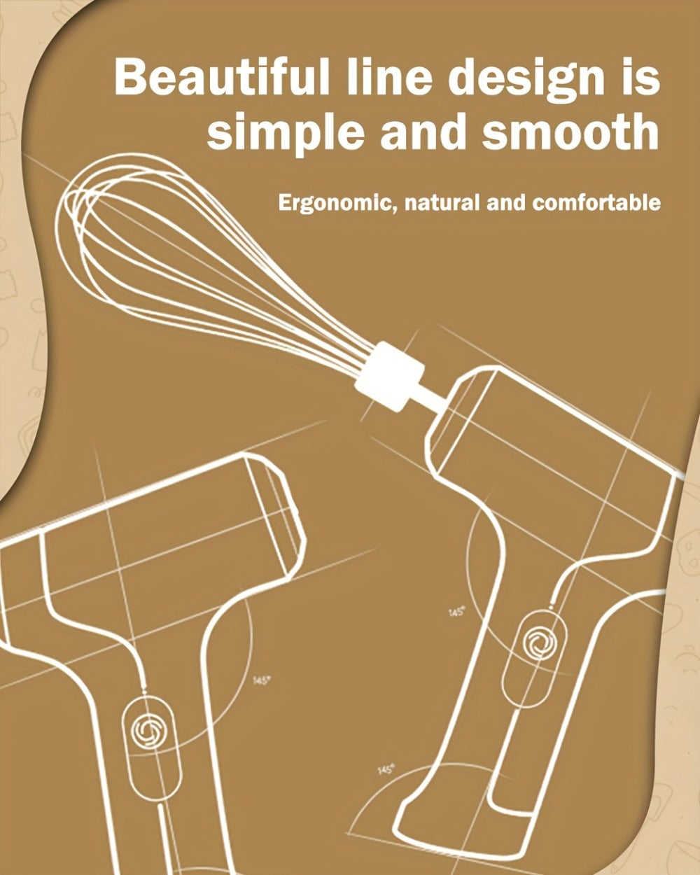 Cordless Electric Hand Mixer Mini USB Rechargeable Whisk Beater 1500RPM for Whipping Cream Cake Batter Ice Cream Egg Beating Home Kitchen Baking