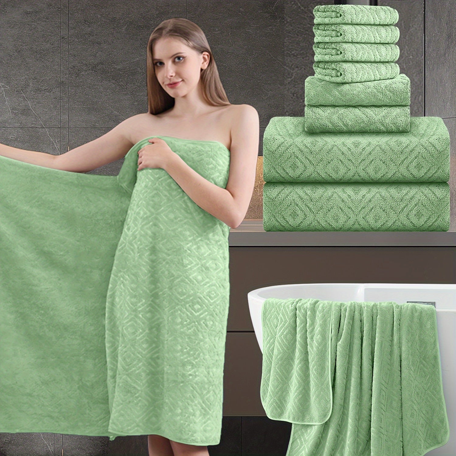 700GSM Bath Towel Set 8 Piece Extra Large Ultra Soft Thick - Highly Absorbent Quick Dry | 2 Oversized Bath Towels 2 Hand Towels 4 Washcloths | 16 Colors | Bathroom Hotel Gym Spa Adult Gift Set