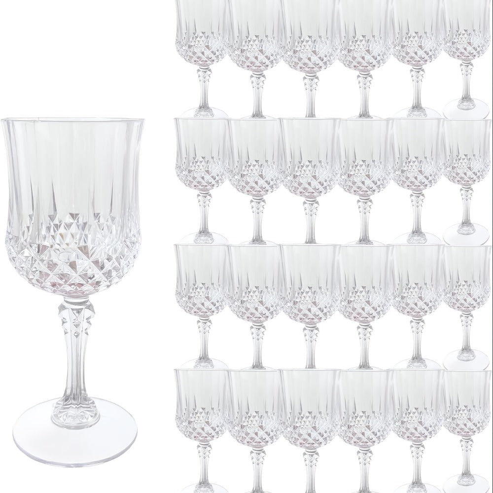 Plastic Wine Glasses 24 Pack 7oz ¨C Unbreakable Crystal Vintage Champagne Flute Glasses Reusable Drinkware for Wedding Party Outdoor Events Kitchen