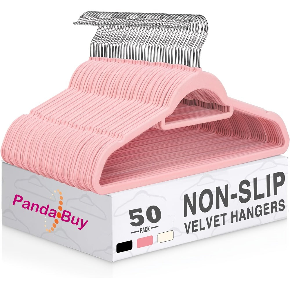 Velvet Hangers Non-Slip Slim Space Saving Clothes Hangers, Premium Flocked Suit Hangers for Closet Organization, Ultra Thin Strong Coat Hangers for Shirts Dresses Pants, 20 or 50 Pack Black Beige Pink